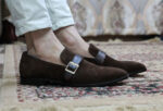 Bespoke Brown Loafer Suede Monk Strap Shoe for Men - leathersguru