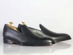 Handmade Black Brogue toe Leather Loafers For Men's - leathersguru