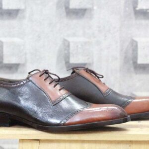 Handmade Tan Brown Leather Wing tip Shoes - leathersguru