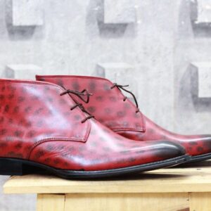 Handmade Burgundy Chukka boot For Men - leathersguru