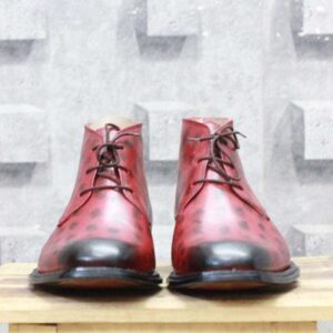 Handmade Burgundy Chukka boot For Men - leathersguru