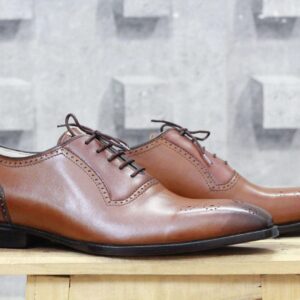 Handmade Brown Brogue Leather Shoe - leathersguru