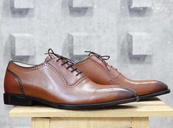 Handmade Brown Brogue Leather Shoe - leathersguru