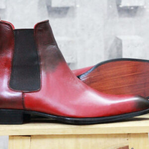 Bespoke Burgundy Black Chelsea Leather Boots - leathersguru