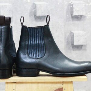 Bespoke Black Chelsea Leather Stylish Boots - leathersguru