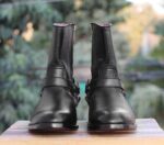 Handmade Black Ankle high Buckle Madrid Strap Boots - leathersguru