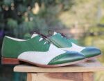 Handmade Green Wing tip Leather Shoe For Men's - leathersguru