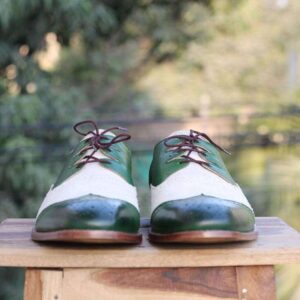 Handmade Green Wing tip Leather Shoe For Men's - leathersguru