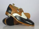 Bespoke Multi Color Leather Wing Tip Buckle Up Shoe for Men's - leathersguru