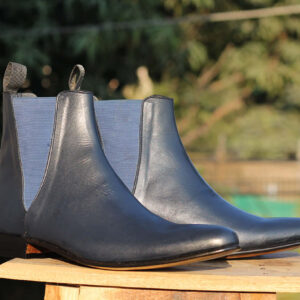 Bespoke Navy Blue Chelsea Leather Boot - leathersguru