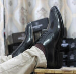 Handmade Sky Blue Brown Leather Wing Tip Shoes - leathersguru