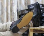 Handmade Sky Blue Brown Leather Wing Tip Shoes - leathersguru