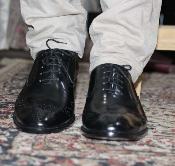 Handmade Sky Blue Brown Leather Wing Tip Shoes - leathersguru