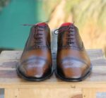 Men's Brown Cap Toe Leather Shoe - leathersguru