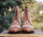 Leather Tweed Ankle Brown Beige Boot - leathersguru