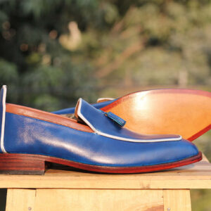 Bespoke Blue Tussle Leather Loafer for Men - leathersguru