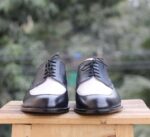 Handmade Navy Blue Leather Lace Up Shoes - leathersguru