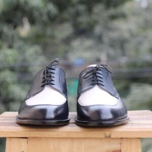 Handmade Navy Blue Leather Lace Up Shoes - leathersguru