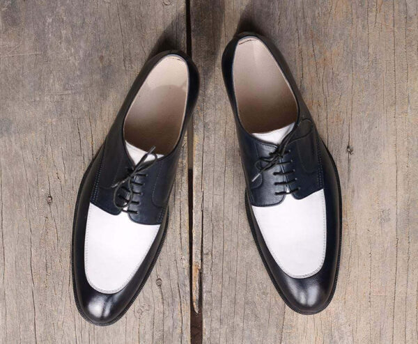 Handmade Navy Blue Leather Lace Up Shoes - leathersguru