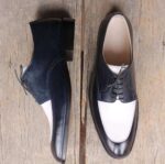 Handmade Navy Blue Leather Lace Up Shoes - leathersguru