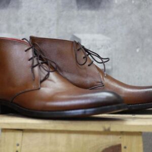 Handmade Brown Half Ankle Leather Lace Up Men's Boot - leathersguru