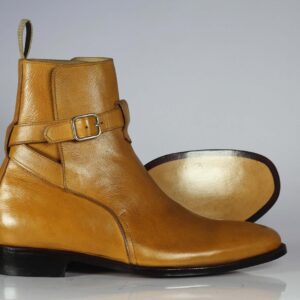 Handmade Tan Leather Jodhpurs Ankle Boot - leathersguru