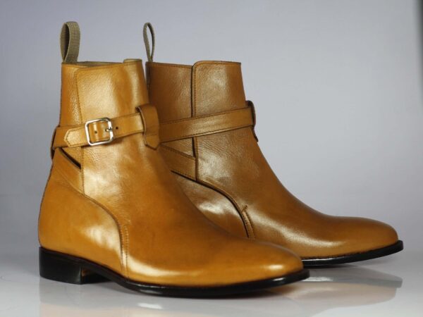 Handmade Tan Leather Jodhpurs Ankle Boot - leathersguru