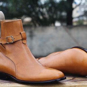 Handmade Brown Leather Jodhpurs Ankle Boot - leathersguru