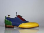 Bespoke Multi Color Leather Wing Tip Brogue Shoes For Men's - leathersguru