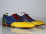 Bespoke Multi Color Leather Wing Tip Brogue Shoes For Men's - leathersguru