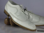 Bespoke Men's White Leather Wing Tip Brogue Lace Up Shoes - leathersguru