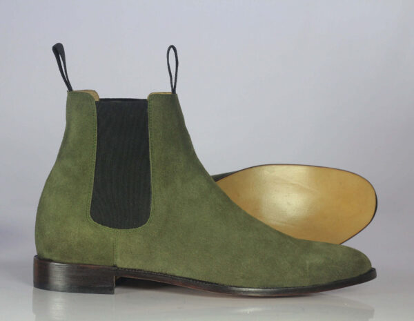 Bespoke Olive Green Suede Chelsea Boots - leathersguru