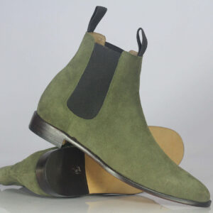 Bespoke Olive Green Suede Chelsea Boots - leathersguru