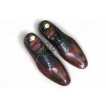 Handmade Men's Burgundy Black Dress Leather Shoes