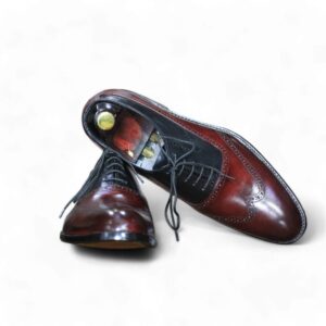 Handmade Men's Burgundy Black Dress Leather Shoes