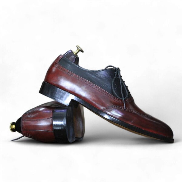 Handmade Men's Burgundy Black Dress Leather Shoes