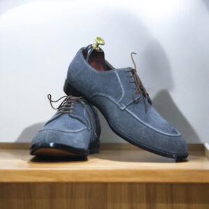 Handmade Grey Suede Lace Up Dress Shoes, Men's Shoes