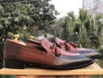 Handmade Leather Tone Burgundy Tussles Loafers - leathersguru