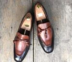 Handmade Leather Tone Burgundy Tussles Loafers - leathersguru