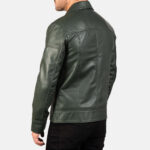 Lavendard Green Leather Biker Jacket For Men's