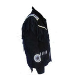 Men's Fringe Jacket Western Wear Cowboy Black Suede Jacket - leathersguru