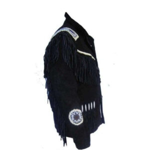 Men's Fringe Jacket Western Wear Cowboy Black Suede Jacket - leathersguru