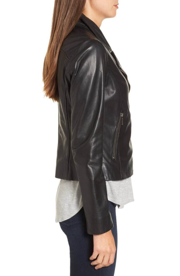 Leather Jacket Women Black Slim Fit Biker Motorcycle Lambskin Leather Jacket - leathersguru