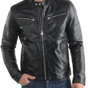 Leather Biker Jacket New Fashion 100% Pure Original Lambskin For Men