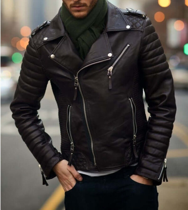 Leather Skin Men Black Authentic Cow Skin Biker Motorcycle Leather Jacket - leathersguru