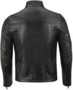 Leather Skin Men Black Biker Motorcycle Leather Jacket with Yellow Stripes - leathersguru