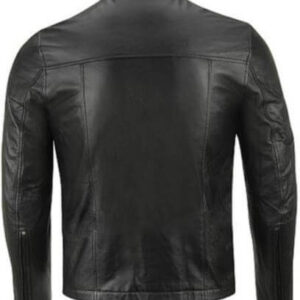 Leather Skin Men Black Biker Motorcycle Leather Jacket with Yellow Stripes - leathersguru