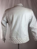 Men's Genuine Lambskin Leather Biker Jacket Motorcycle Style White Color Jacket - leathersguru