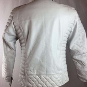 Men's Genuine Lambskin Leather Biker Jacket Motorcycle Style White Color Jacket - leathersguru