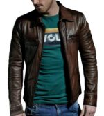 Men Genuine leather slim fit distress slim fit biker jacket - leathersguru